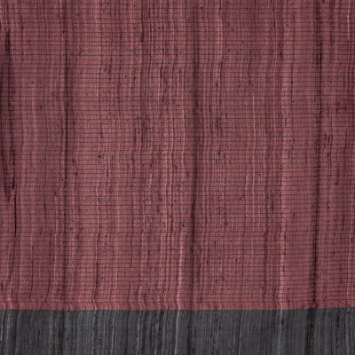 Red Handwoven Tussar Silk Saree With Checks-Red