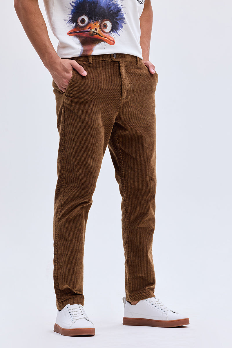 Brown Corduroy Slim Fit Trousers
