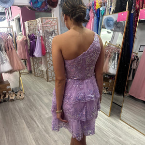 Short One Shoulder Tiered Dress by Jovani 42016