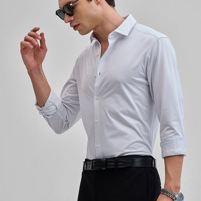 Light Grey Stripes Stretch Shirt