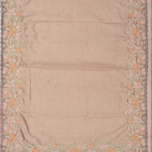 Lavender Woven Crushed Tissue Saree With Floral Embroidery