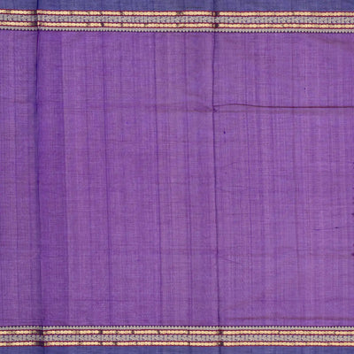 Purple Handloom Silk Cotton Saree With Parrot Buttas