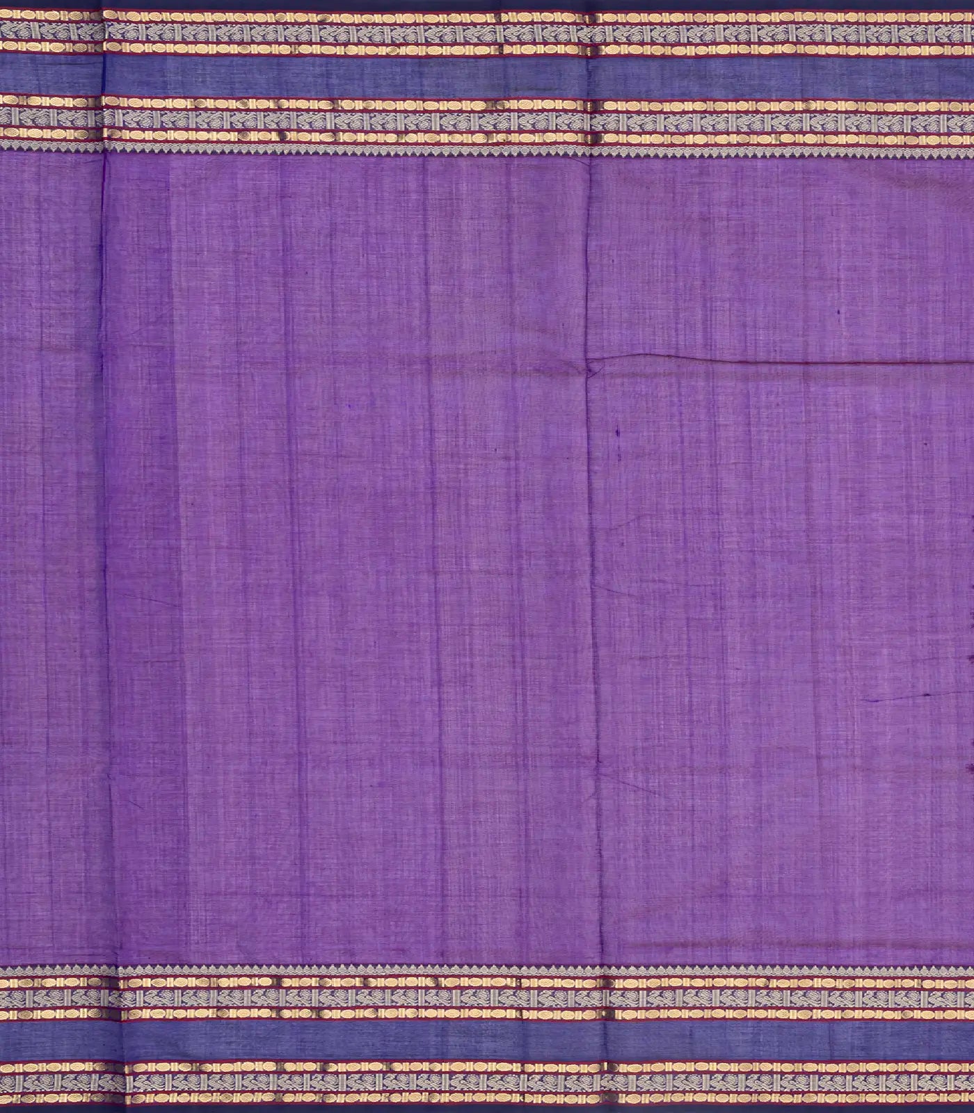 Purple Handloom Silk Cotton Saree With Parrot Buttas