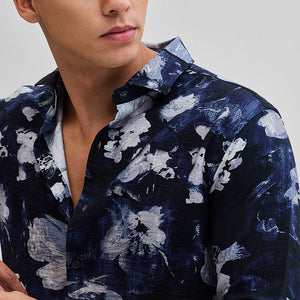 Navy Textured Abstract Shirt