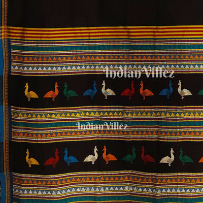 Black Dongria Border Contemporary Silk Saree