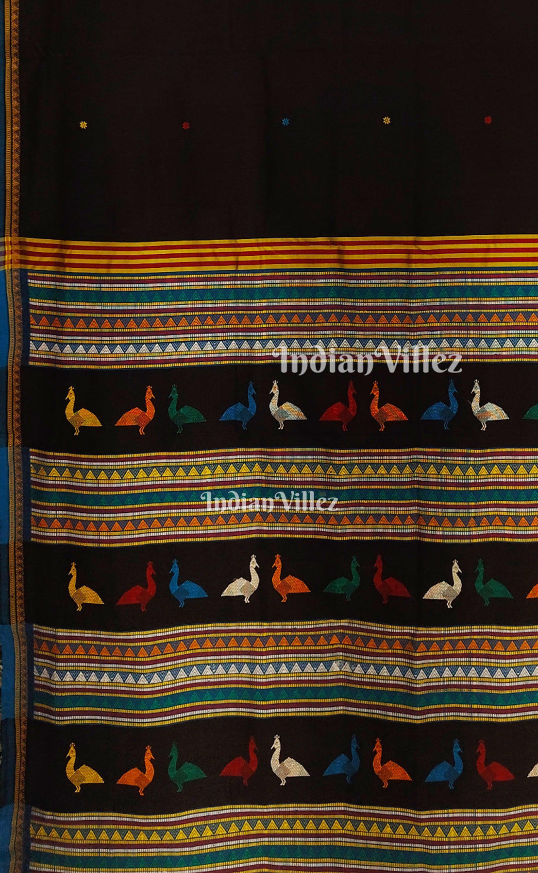 Black Dongria Border Contemporary Silk Saree