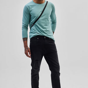 Black Distressed Slim Fit Jeans