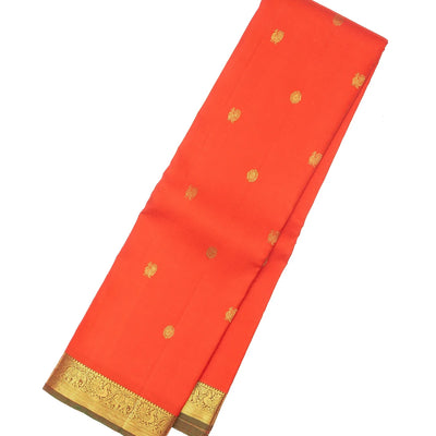 Red Handloom Kanchipuram Silk Saree And Annam Chakaram Buttas