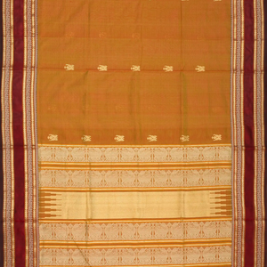 Mustard Handloom Silk Cotton Saree With Parrot Buttas