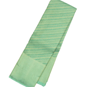Aquamarine Handloom Kanchipuram Silk Saree With Diagonal Stripes