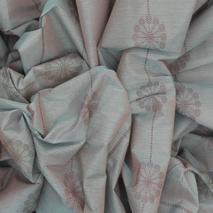 Dark Grey Handloom Village Cotton Saree With Floral Motifs