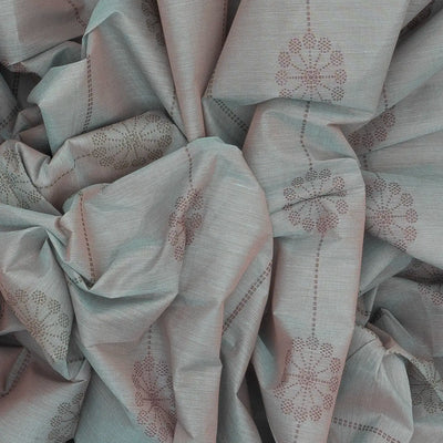 Dark Grey Handloom Village Cotton Saree With Floral Motifs