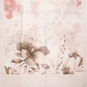 Light Peach Handloom Linen Saree With Printed Flowers