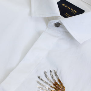 White Embellished Slim Fit Shirt