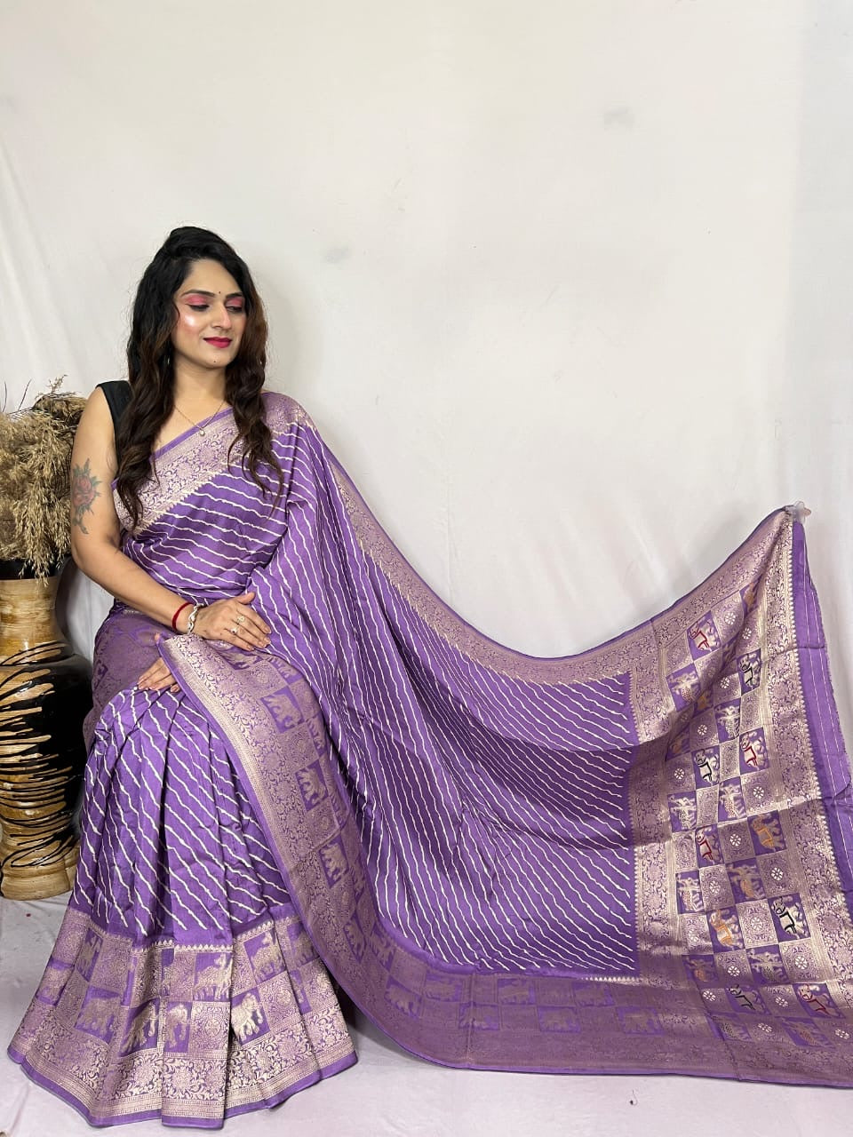 Modal Silk Leheriya Print Saree