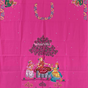 Pink Nartaki Pattachitra Kurti Cotton Dress Material (Pre Order)