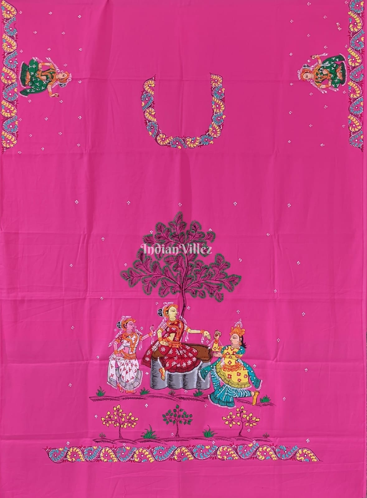 Pink Nartaki Pattachitra Kurti Cotton Dress Material (Pre Order)