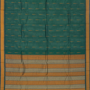 Sea Green Handloom Kanchi Cotton Saree With Raindrop Buttas