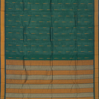 Sea Green Handloom Kanchi Cotton Saree With Raindrop Buttas