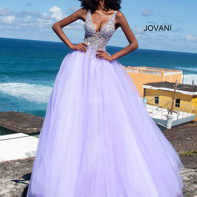 Beaded Sleeveless A-line Gown by Jovani 65379