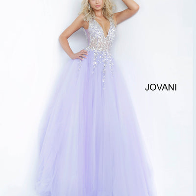 Beaded Sleeveless A-line Gown by Jovani 65379