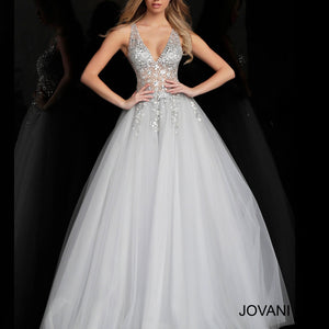 Beaded Sleeveless A-line Gown by Jovani 65379