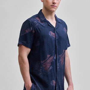 Navy Abstract Box Fit Shirt