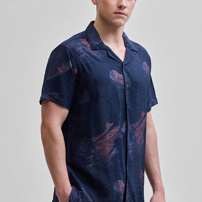 Navy Abstract Box Fit Shirt