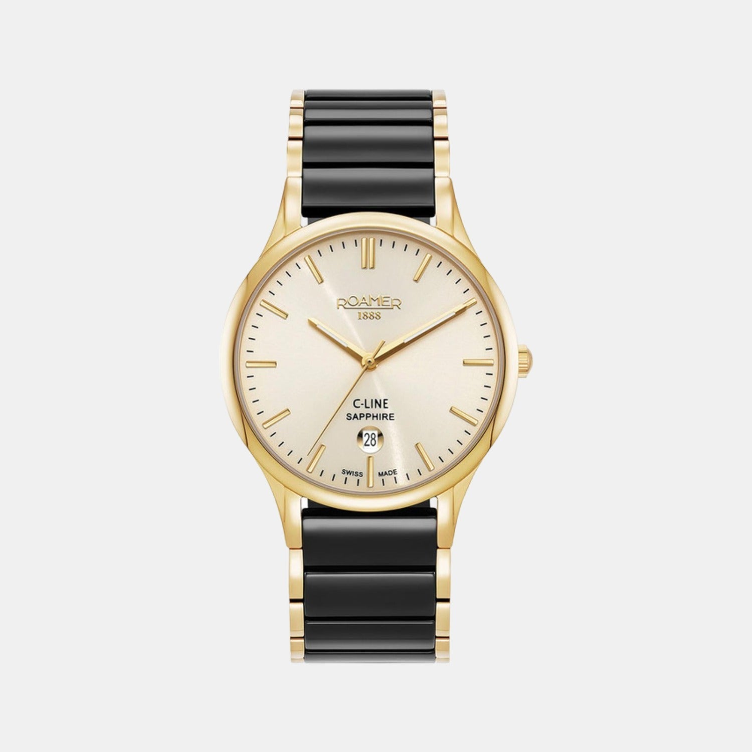 C-Line Men Quartz Cream Dial Analog Ceramic Watch 658833 48 35 61