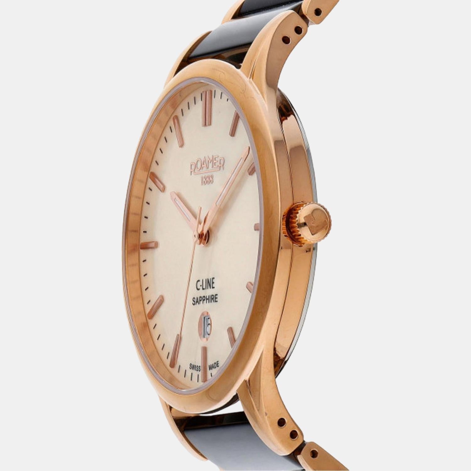 C-Line Men Quartz Cream Dial Analog Ceramic Watch 658833 49 35 61