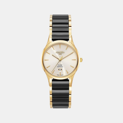 C Line Women Quartz Cream Dial Analog Ceramic Watch 658844 48 35 61