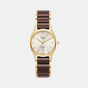 C Line Women Quartz Cream Dial Analog Ceramic Watch 658844 48 35 63