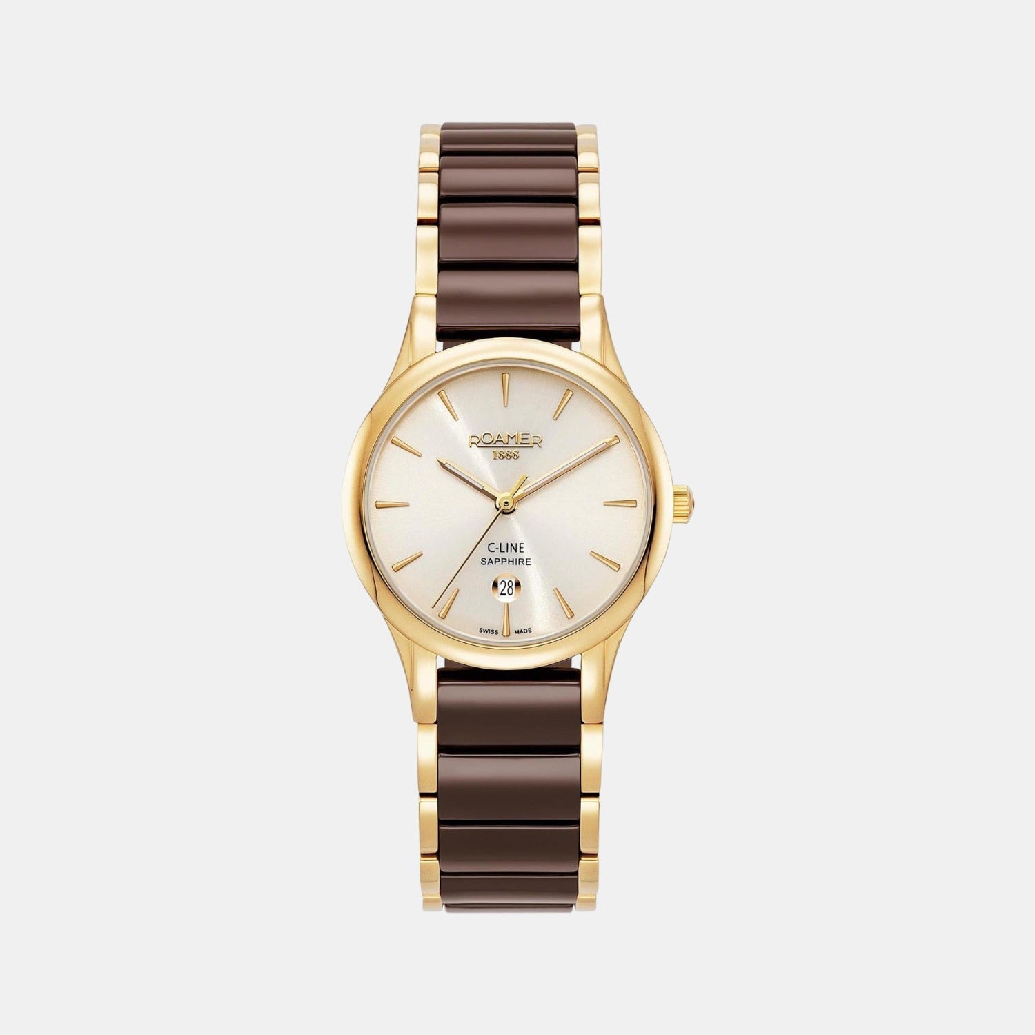 C Line Women Quartz Cream Dial Analog Ceramic Watch 658844 48 35 63