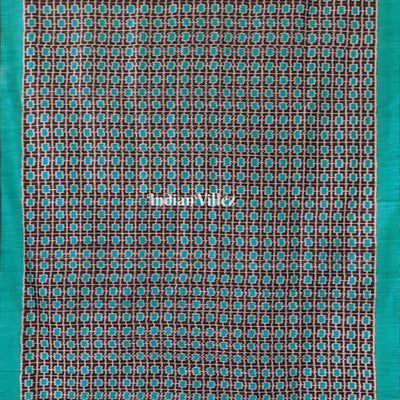 Sea Green Coffee Odisha Ikat Contemporary Silk Saree