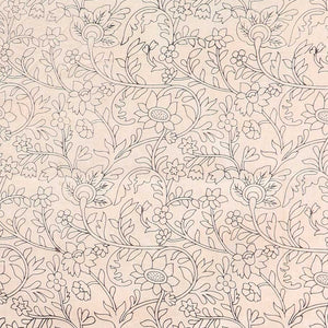 Red floral motifs machine-printed kalamkari cotton saree, contrast unique design border & pallu of ancient figurines