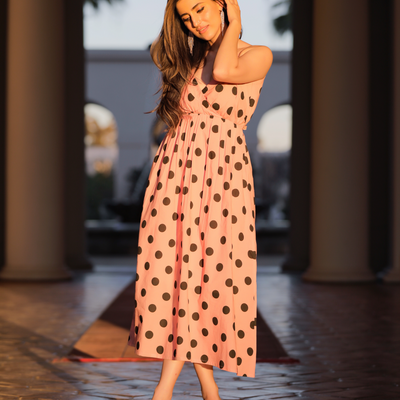 Peach Fuzz Polka Cotton Dress
