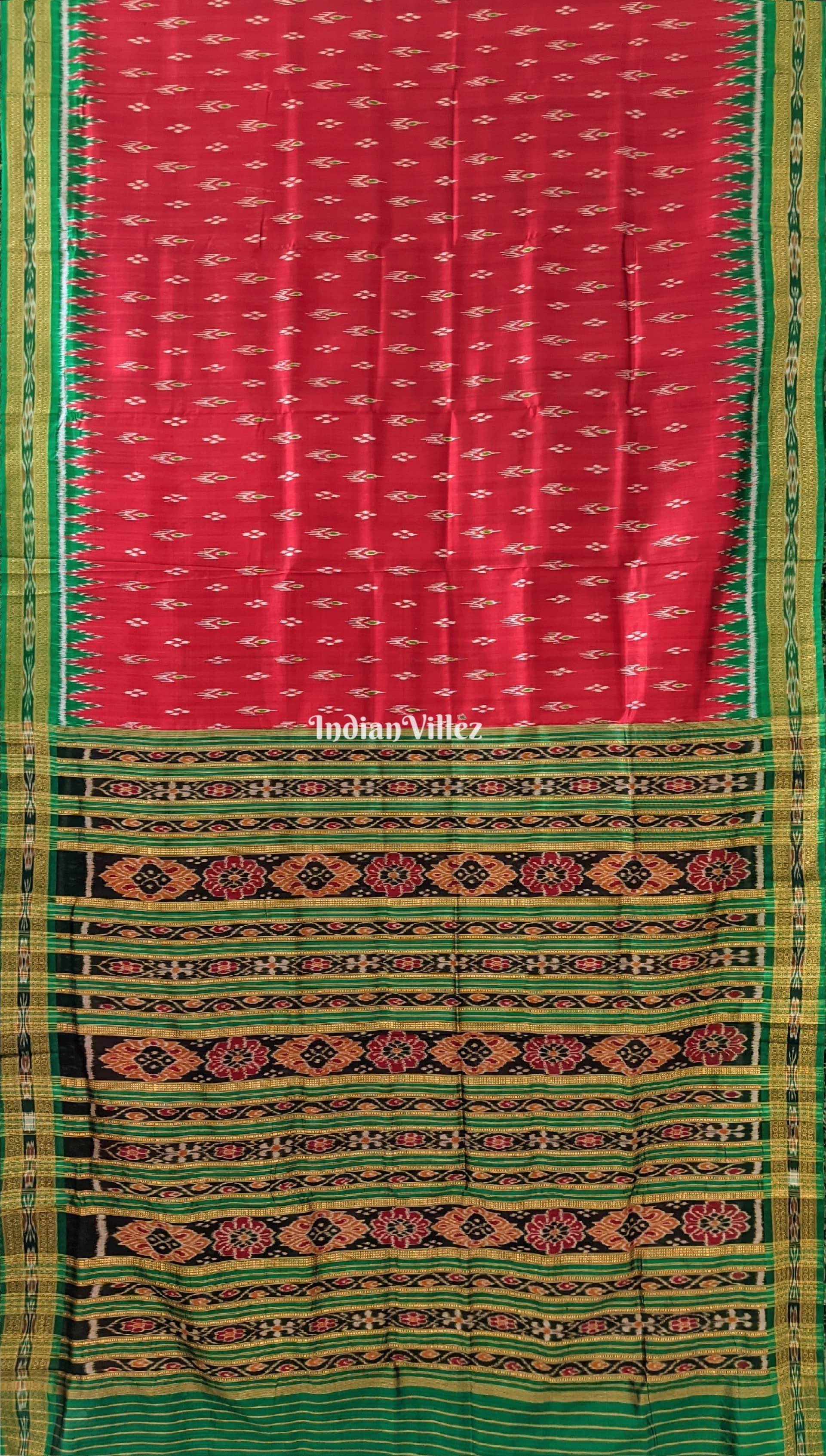 Red Mayur Chandrika Khandua Silk Saree