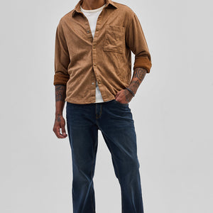 Light Brown Suede Snap Button Overshirt
