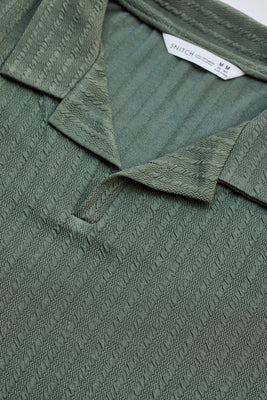 Olive Textured Cuban T-Shirt