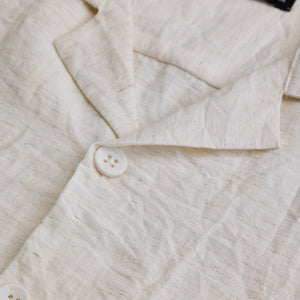 Cream Box Fit Linen Blend Shirt