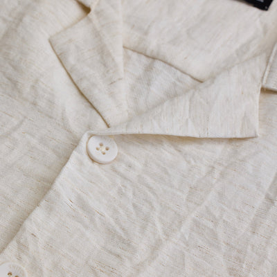 Cream Box Fit Linen Blend Shirt