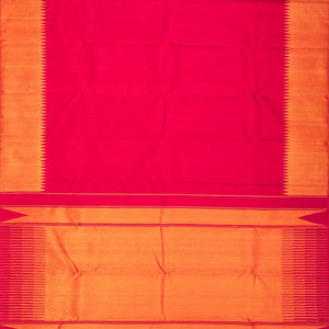 Crimson Handloom Kanchipuram Silk Saree With Zari Temple Border