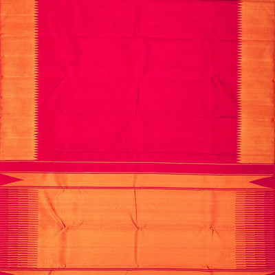 Crimson Handloom Kanchipuram Silk Saree With Zari Temple Border