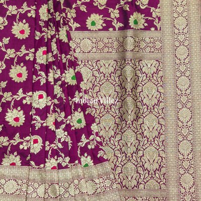 Purple Designer Banarasi Meenakari Katan Silk Saree
