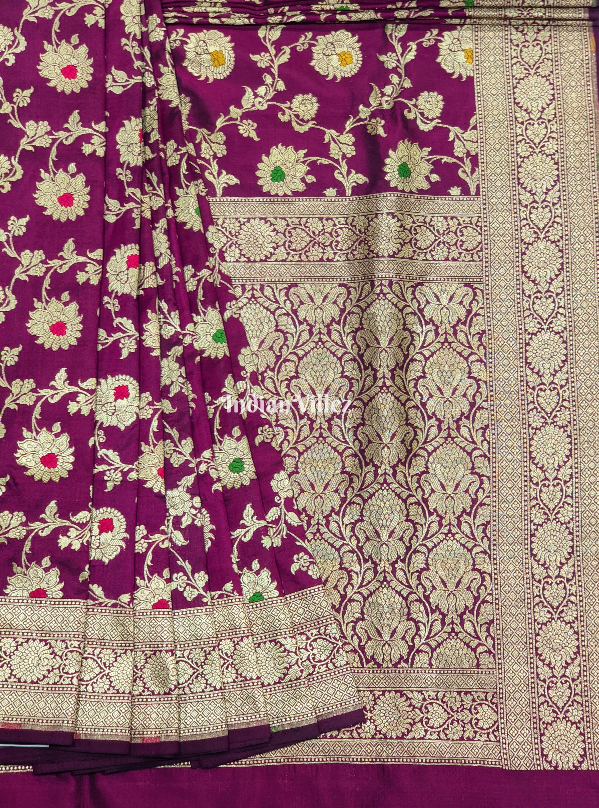 Purple Designer Banarasi Meenakari Katan Silk Saree