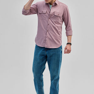 Mauve Solid Double Pocket Overshirt