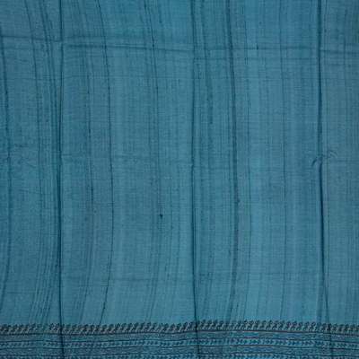 Red Tussar Silk Saree Is Printed With Floral Motifs