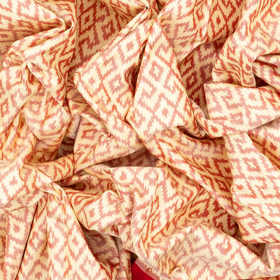 Cream Handloom Ikat Silk Saree With Diamond Motifs