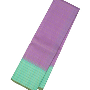 Lavender Handloom Kanchipuram Korvai Silk Saree With Stripes