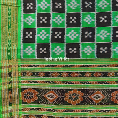 Black Green Odisha Ikat Pasapali Khandua Silk Saree
